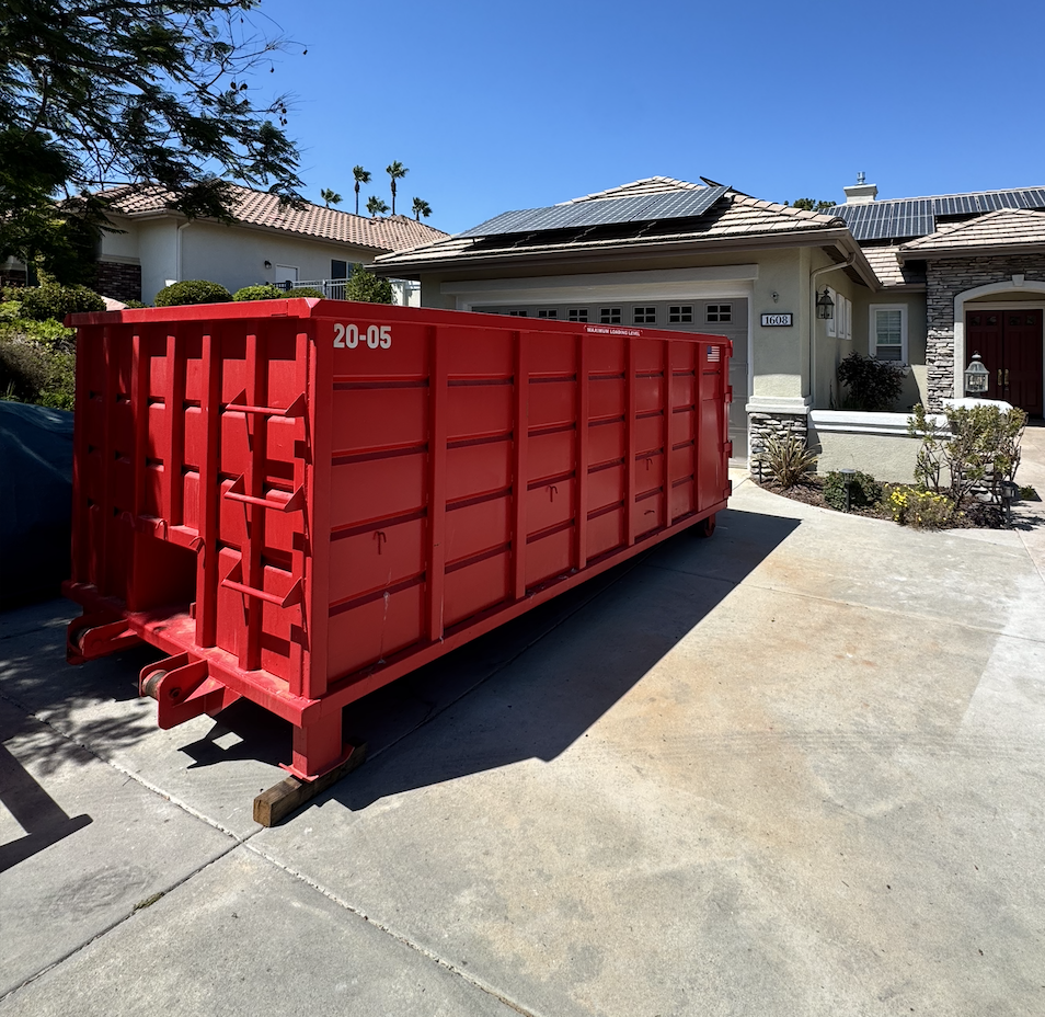 20 yard dumpster rental on a job site near Murrieta, CA